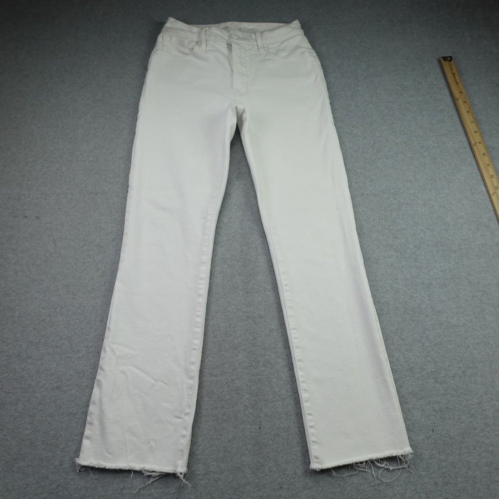 Good American Jeans Womens 2/26 White Straight Leg Denim High Rise Raw